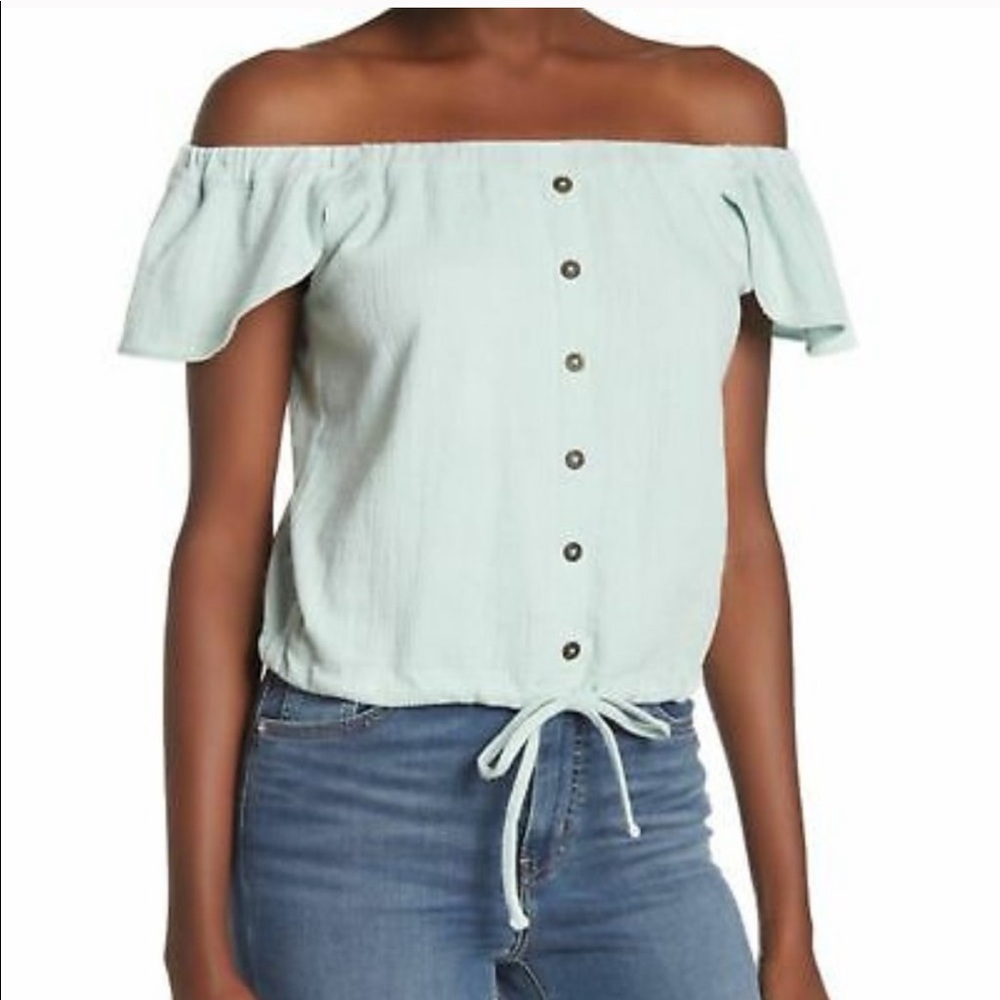 Madewell off the shoulder mint top